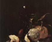 Still Life With Lemon Oranges And Glass Of Wine - 威廉·考尔夫